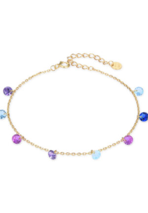 Luxenter Sterling zilveren 925 armband met Multicolour Zirkonia afgewerkt in 18K geel goud - Rolcon