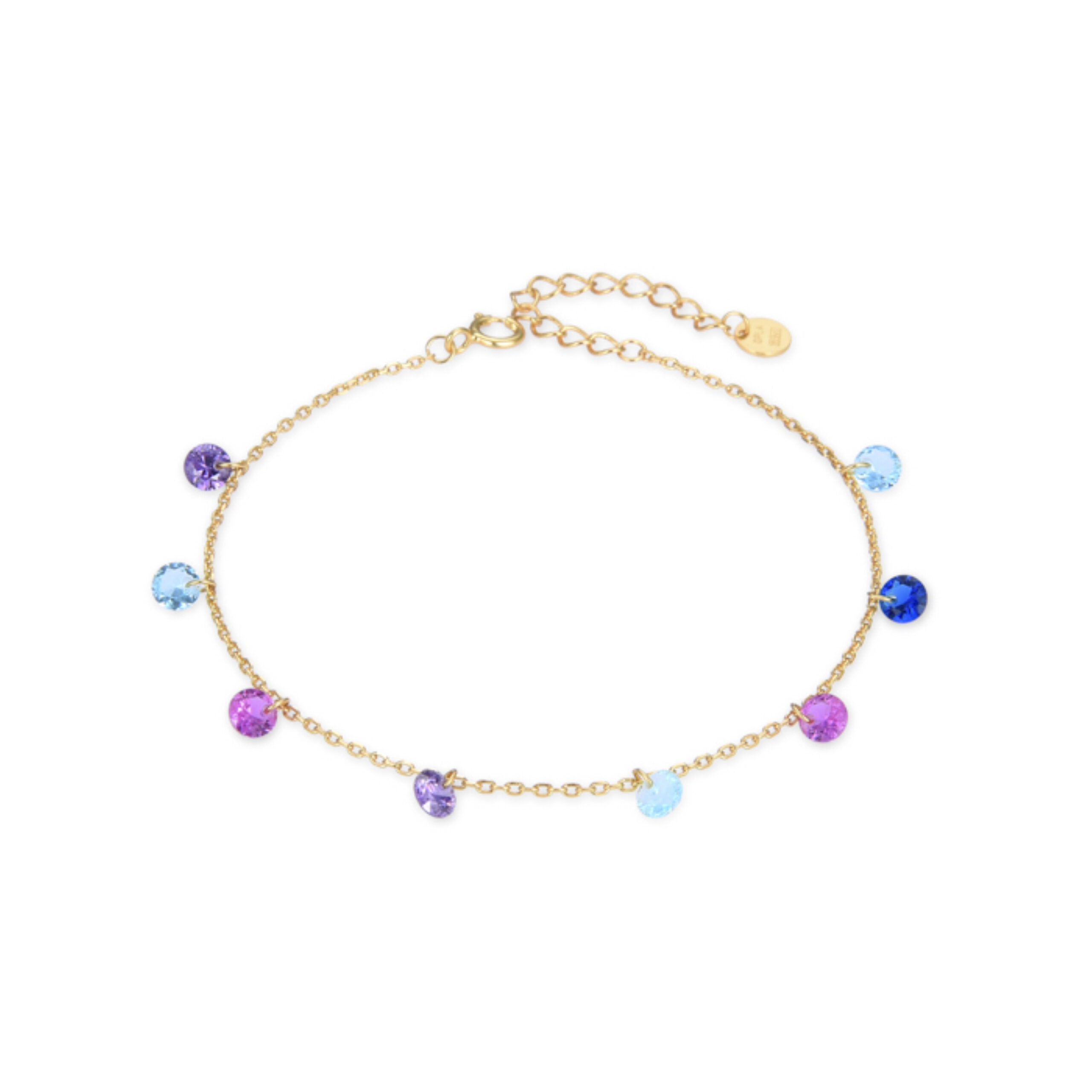 Luxenter Sterling zilveren 925 armband met Multicolour Zirkonia afgewerkt in 18K geel goud - Rolcon