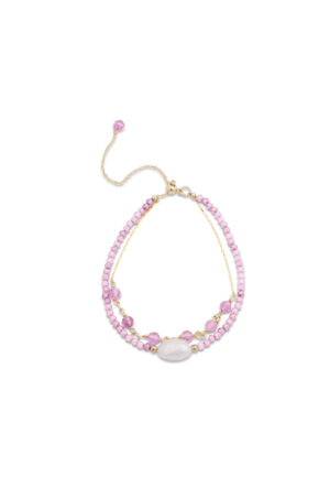 Luxenter armband, metalen legering ekhao en roze toermalijn 18K vergulde afwerking