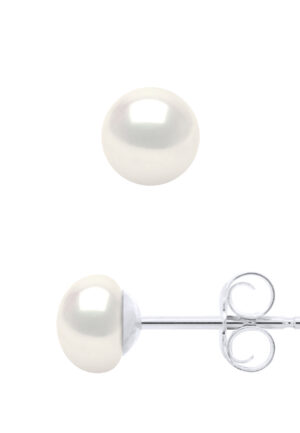 Oorbellen - Zilver 925 en Echte Gecultiveerde Zoetwaterparels Knop 5-6 mm