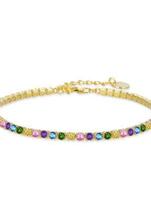 Luxenter 925 Sterling zilveren armband met multicolour zirkonia afgewerkt in 18K geel goud - Tahu
