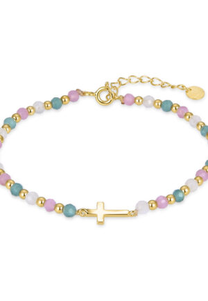 Luxenter 925 Sterling Zilveren Armband met Veelkleurig Kristal afgewerkt in 18K geel goud - Liwa