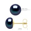 Oorbellen - Geel Goud 750 (18 Krt Echte Gekweekte Zoetwaterparels Knop 8-9 mm - Afbeelding 2