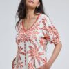 T-shirt Auri Ecru Palmer print