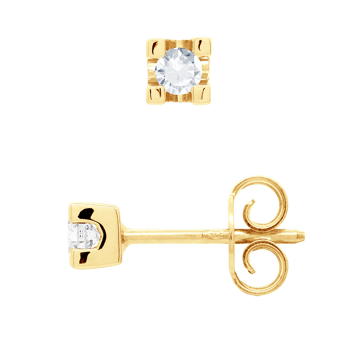 Oorbellen 0,15 Solitaire Diamond 18K Yellow Gold Cts