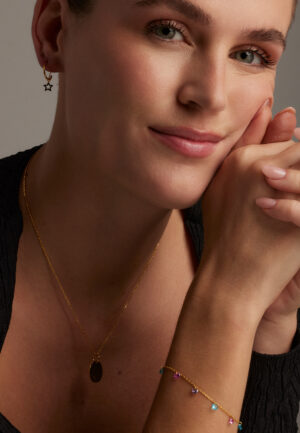 Alternative view of Luxenter Sterling zilveren 925 armband met Multicolour Zirkonia afgewerkt in 18K geel goud - Rolcon