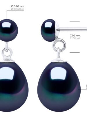 Alternative view of Dubbele Oorbellen Wit Goud - Echte Gecultiveerde Zoetwaterparels Knop 5-6 mm + Peer 10-11 mm