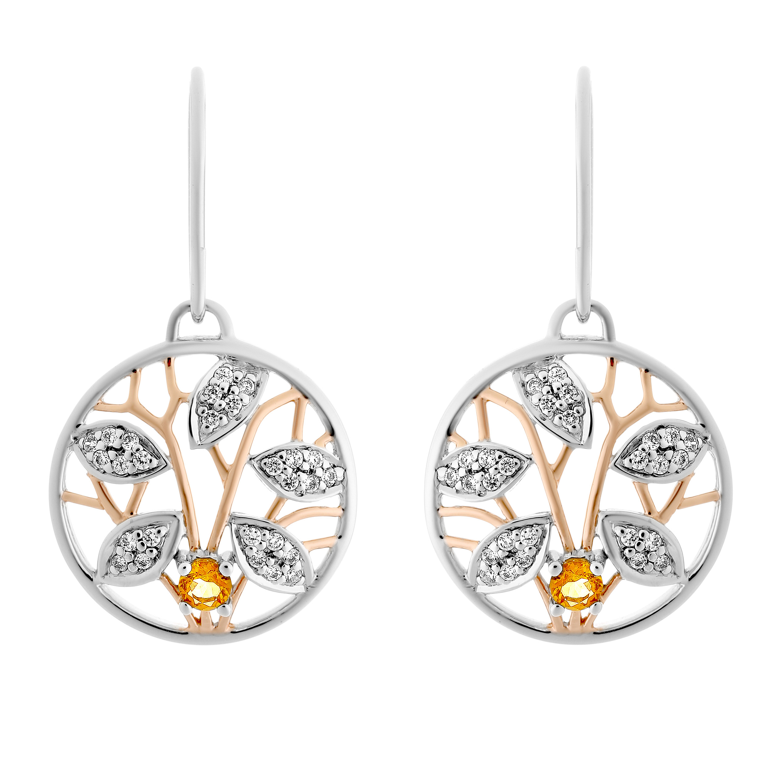 Orphelia 'Oceane' Dames 925 Sterling Zilveren Oorbellen - Zilver/Roze ZO-7090/1
