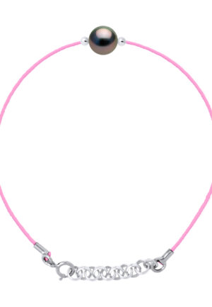 LOVE armband LINK Tahitian Pearl Ronde 8-9 mm Nylon Rose 925