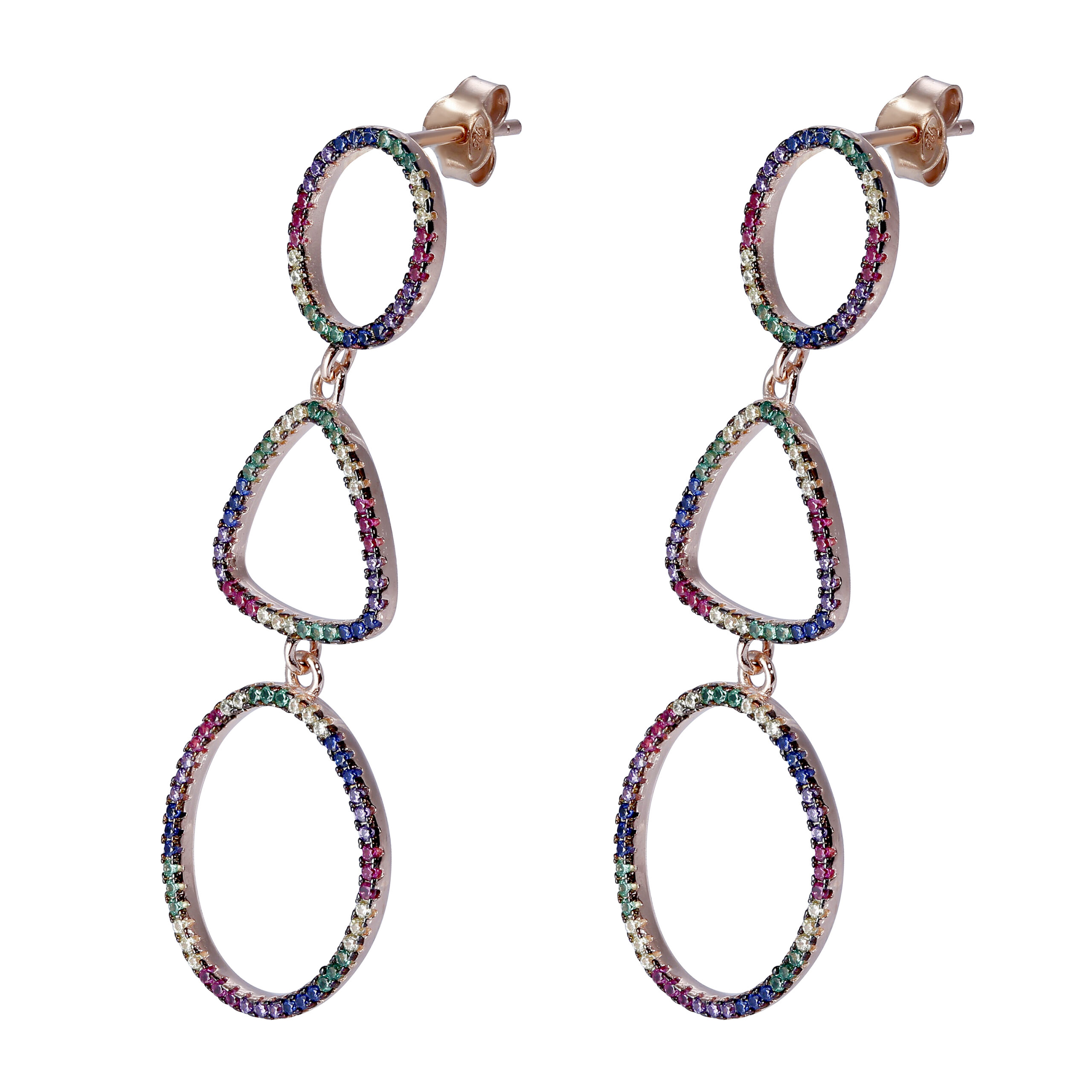 Orphelia 'Aura' Dames 925 Sterling Zilveren Oorbellen - Roze ZO-7461 - Afbeelding 2