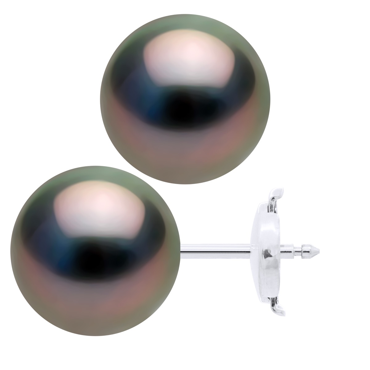 Oorbellen - Wit Goud 375 - Echte Cultuur Tahiti Parel Ronde 10-11 mm