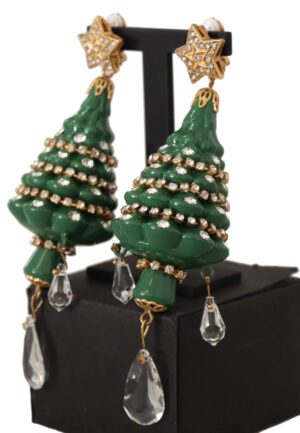 Alternative view of Dolce & Gabbana Dames Gouden Kerstboom Kristallen Messing Clip-Oorbellen