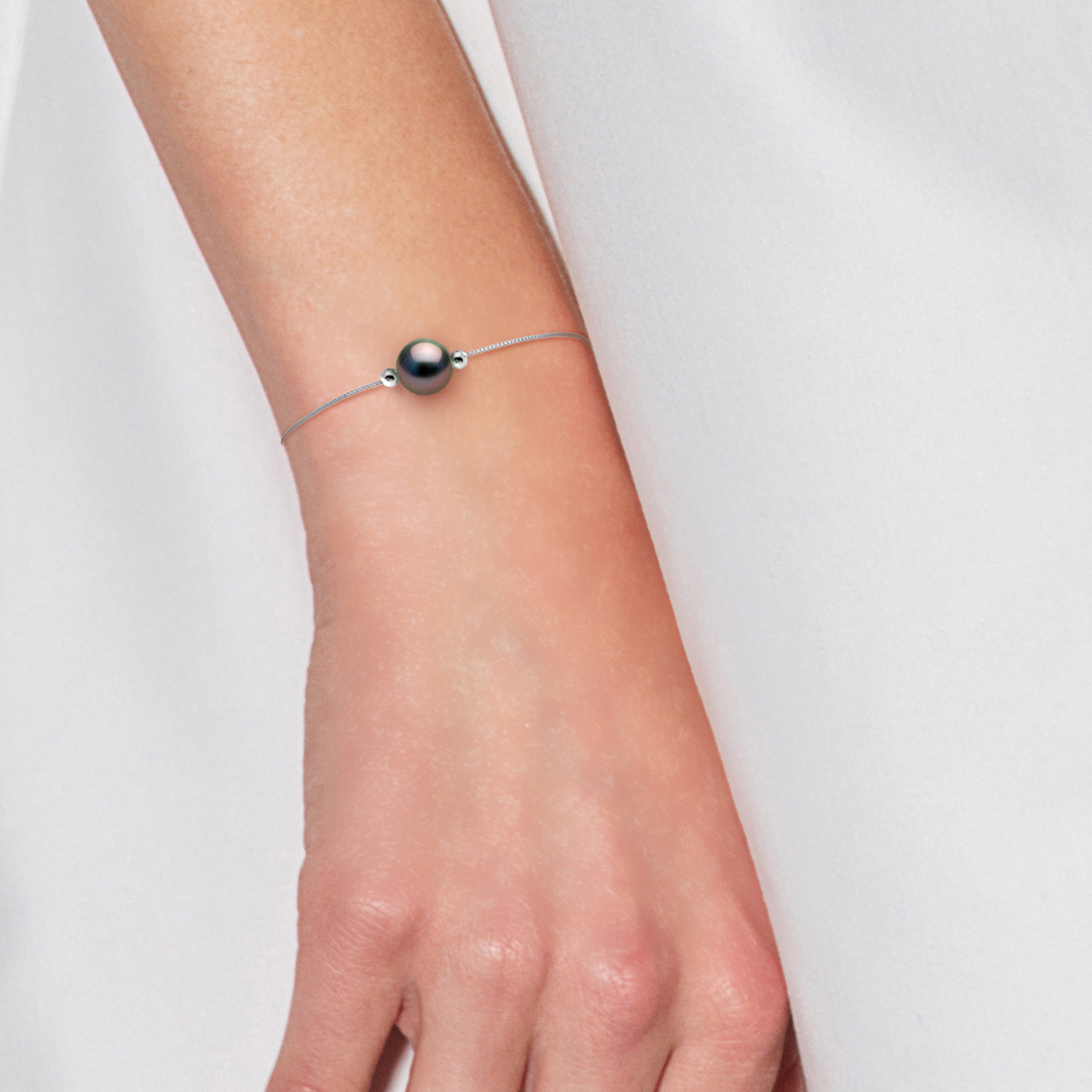 Chain Armband met Pearl Ronde 8-9 mm TAHITI 925 - Afbeelding 2