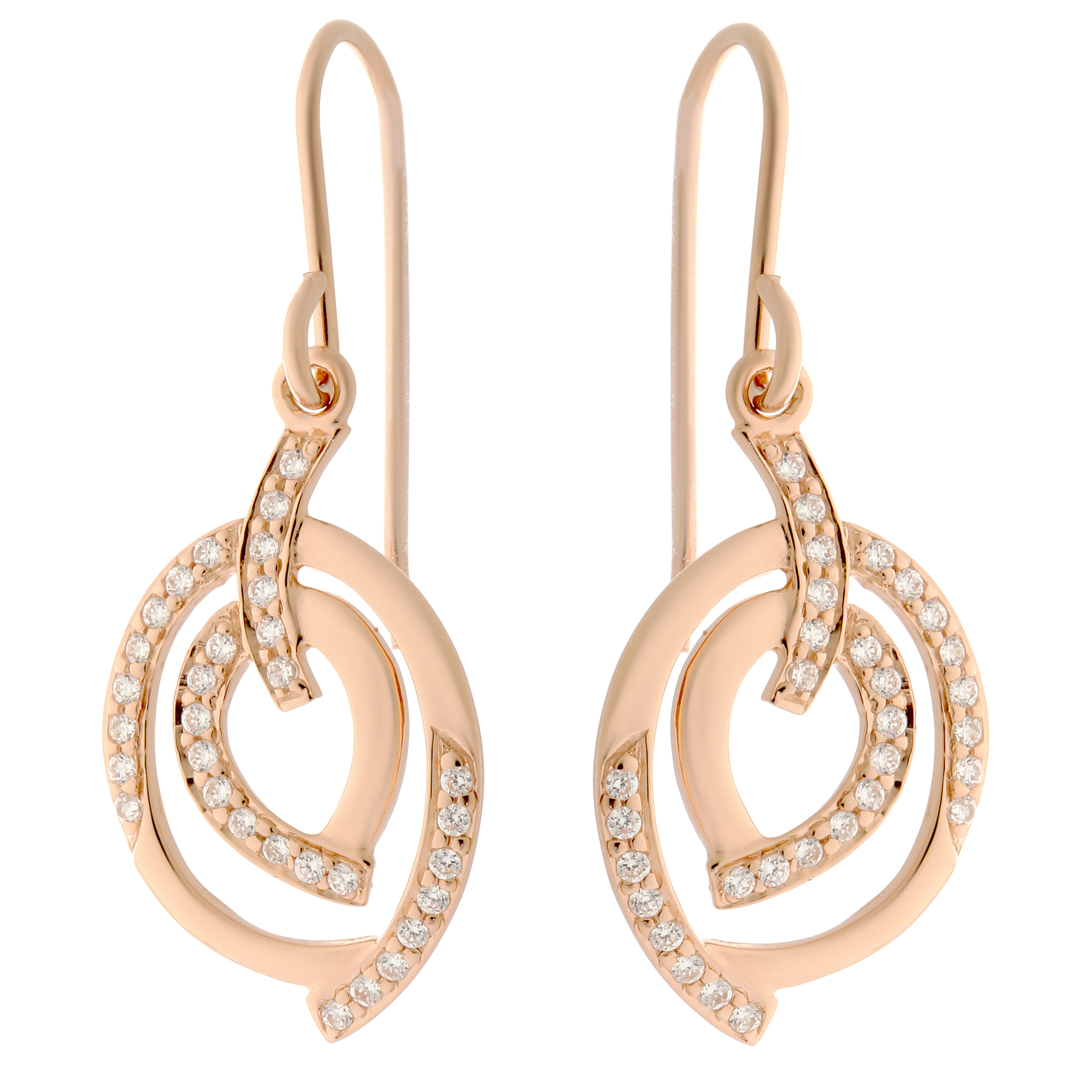 Orphelia 'Celine' Dames 925 Sterling Zilveren Dangle Oorbellen - Rosé ZO-7114/RG