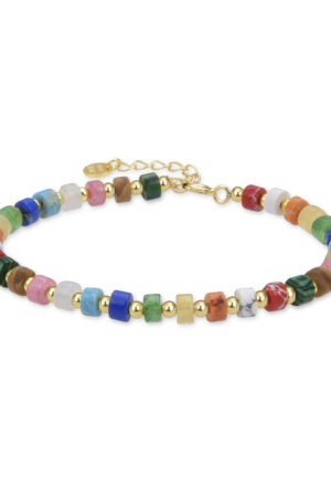 Luxenter Sterling Zilveren 925 Armband met Veelkleurig Kristal Afgewerkt in 18K Geel Goud - Ihun
