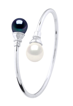 You & Me Armband Zoetwater Pearl White en Black 11-12 mm 925