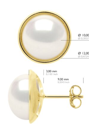Alternative view of Oorbellen - Surroundings Sleek - Prestige - Geel Goud - Echte Cultuur Zoetwater Parels Knop 10-11 mm