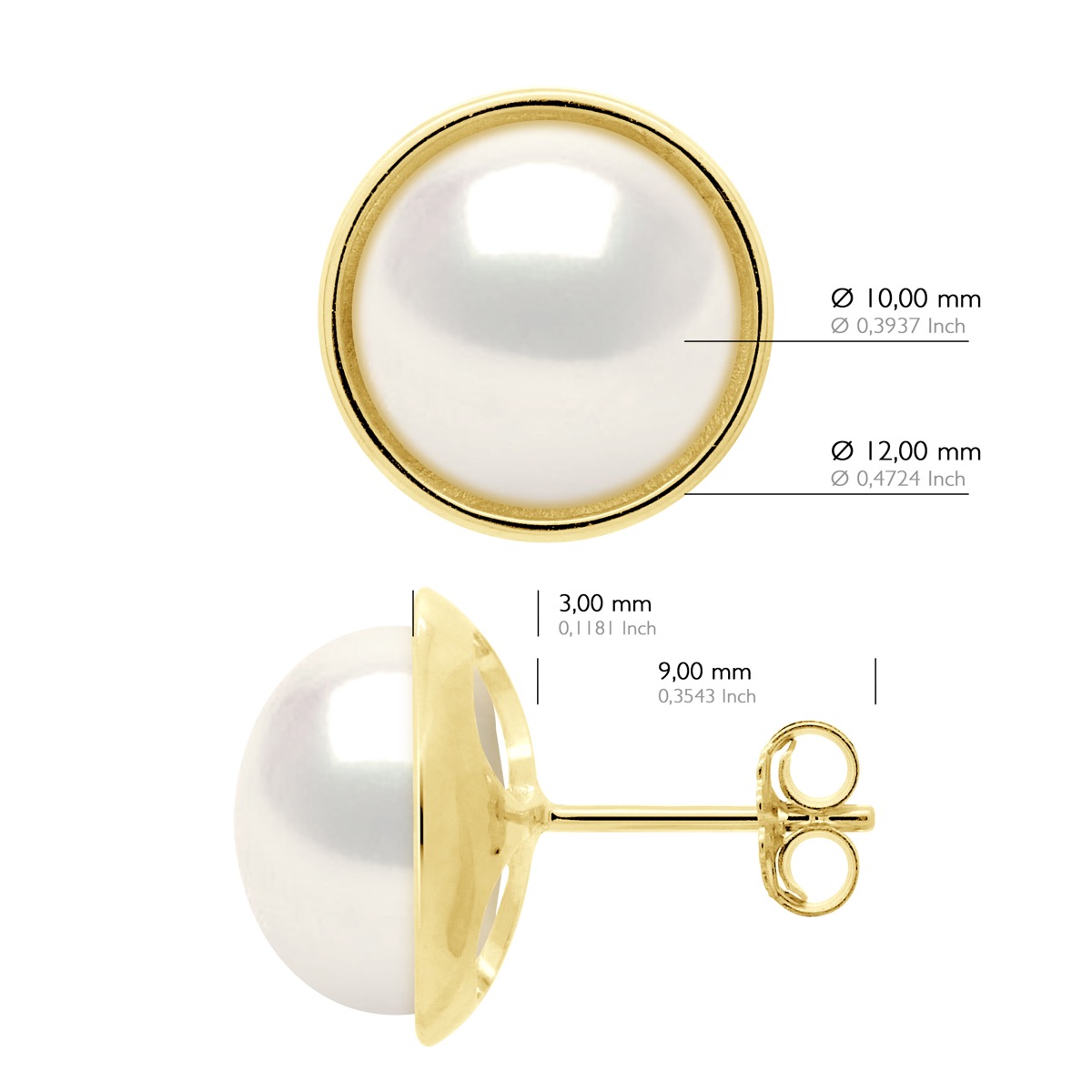 Oorbellen - Surroundings Sleek - Prestige - Geel Goud - Echte Cultuur Zoetwater Parels Knop 10-11 mm - Afbeelding 2