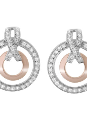 Orphelia 'Azalea' Dames 925 Sterling Zilveren Oorbellen - Zilver/Roze ZO-7095/1