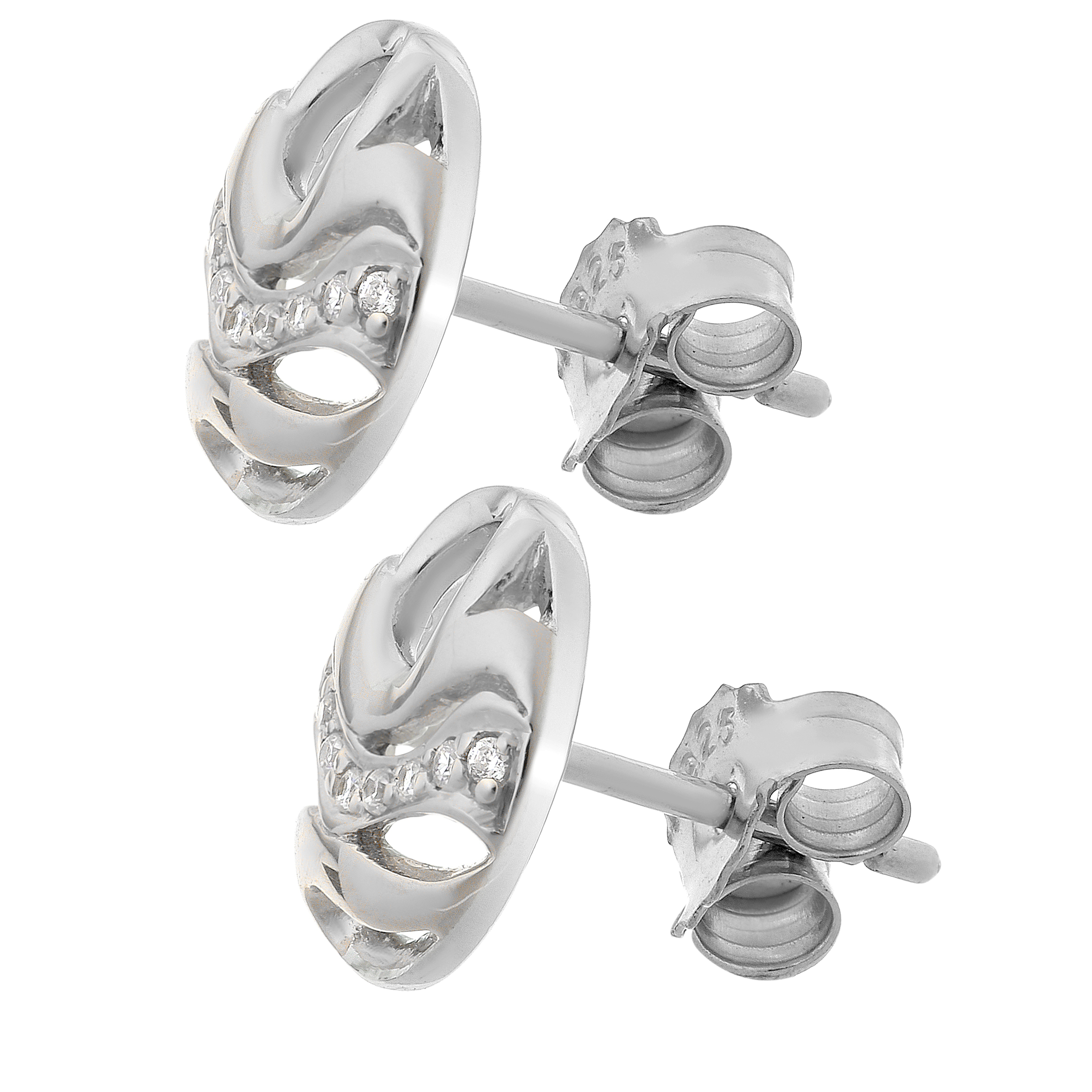 Orphelia 'Elvina' Dames 925 Sterlin Zilveren Stud Oorbellen - Zilver ZO-7085 - Afbeelding 2