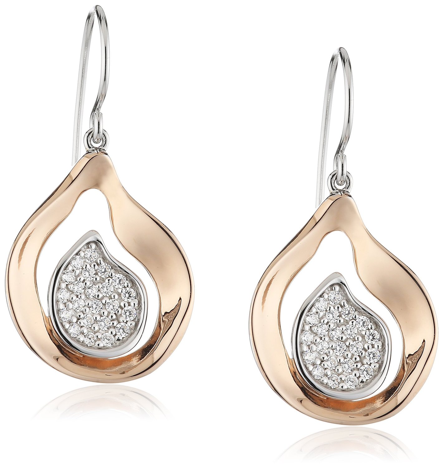 Orphelia Dames 925 Sterling Zilveren Oorbellen - Zilver/Rozen ZO-5194