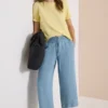 7/8 High Waist broek met wijde pijpen in een gewassen look