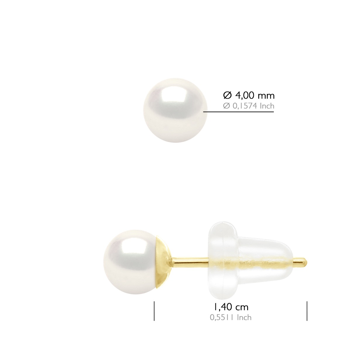 Oorbellen Geelgoud 750 - Echte Cultive Zoetwaterparels Rond 4-5 mm - Afbeelding 2
