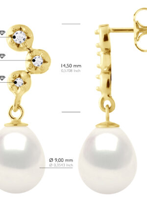 Alternative view of Oorbellen Prestige - Diamanten 0,12 Ct - Kwaliteit HSI - Geel Goud