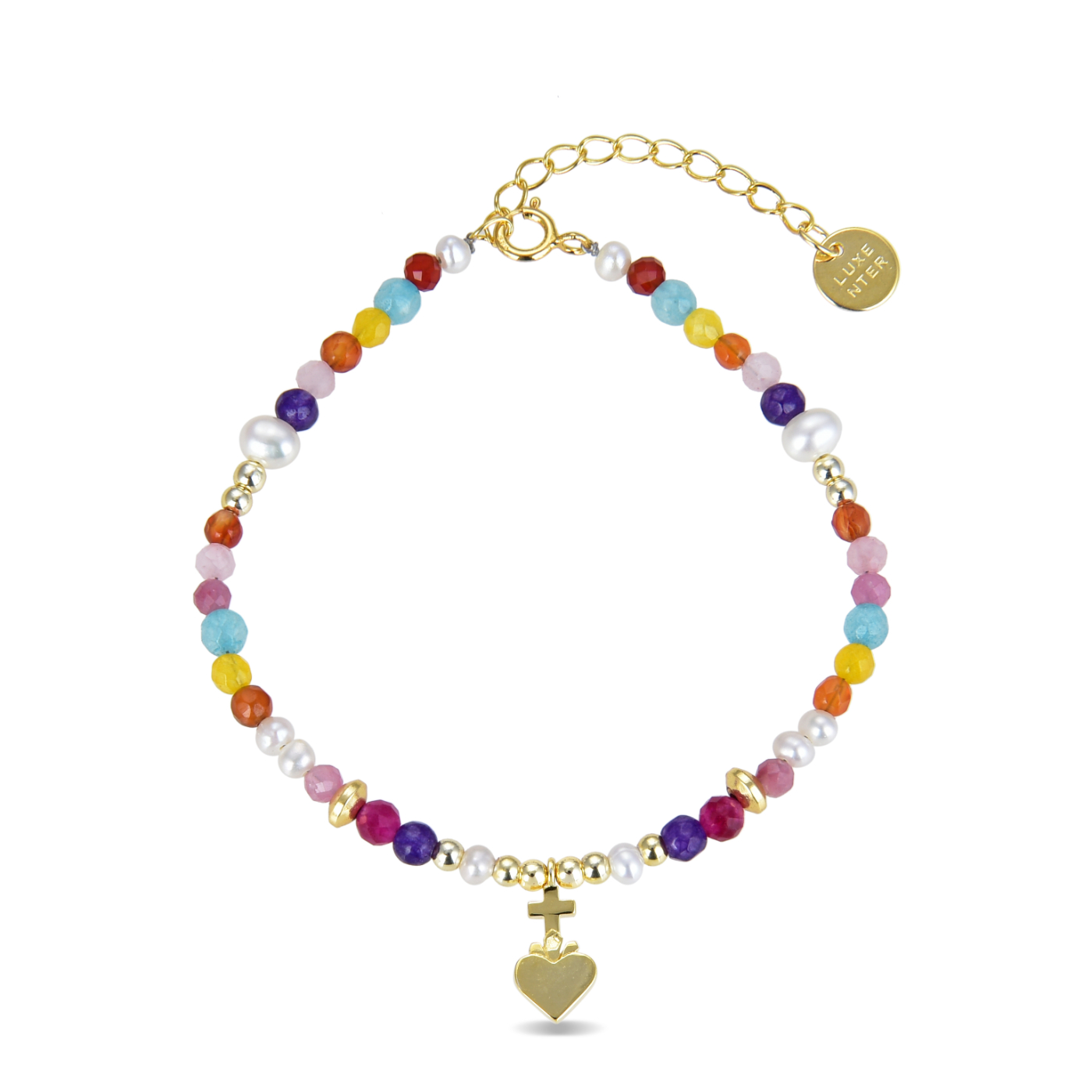 Luxenter 925 Sterling Zilveren Armband met Veelkleurig Kristal in 18K Geel Goud - Nymox - Afbeelding 2