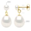 Dubbele Oorbellen Geel Goud - Echte Gecultiveerde Zoetwaterparels Knop 5-6 mm + Peervorm 10-11 mm - Afbeelding 2