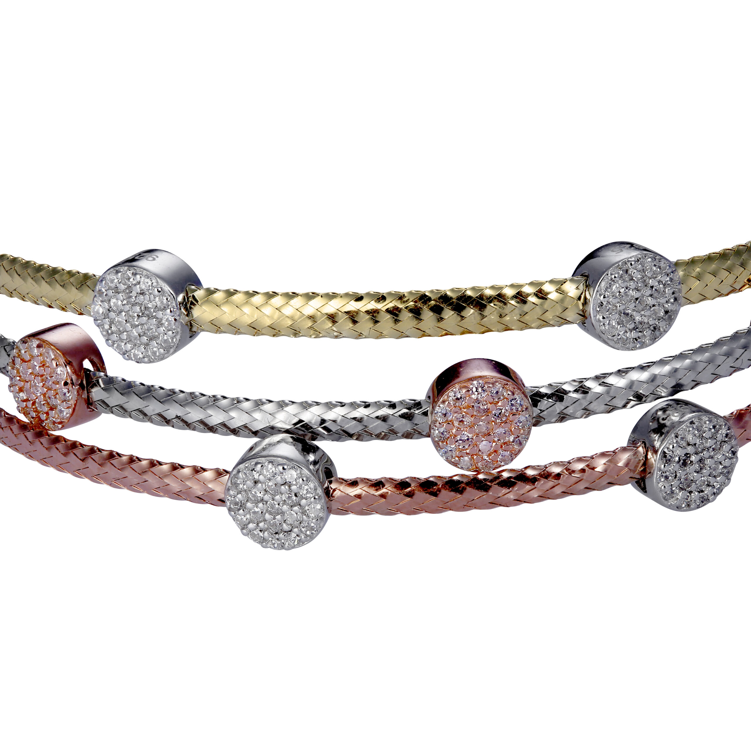 Orphelia Dames 925 Sterling Zilveren Armband - Goud/Zilver/Roze ZA-7413