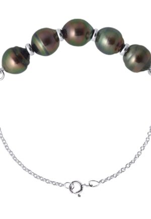 Armband met 5 Echte Gecremeerde Tahiti ParelEN DOOR Circled 8-9 mm