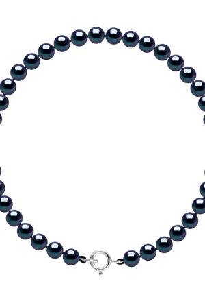 Kralen armband Zoetwater 4-5mm Ronde Zwart Wit Goud 18 Karaat
