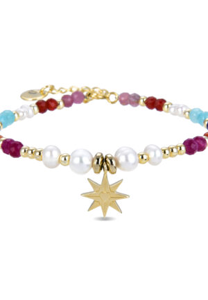Luxenter 925 Sterling Zilveren Armband met Veelkleurig Kristal in 18K Geel Goud - Shasha