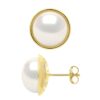 Oorbellen - Surroundings Sleek - Prestige - Geel Goud - Echte Cultuur Zoetwater Parels Knop 10-11 mm