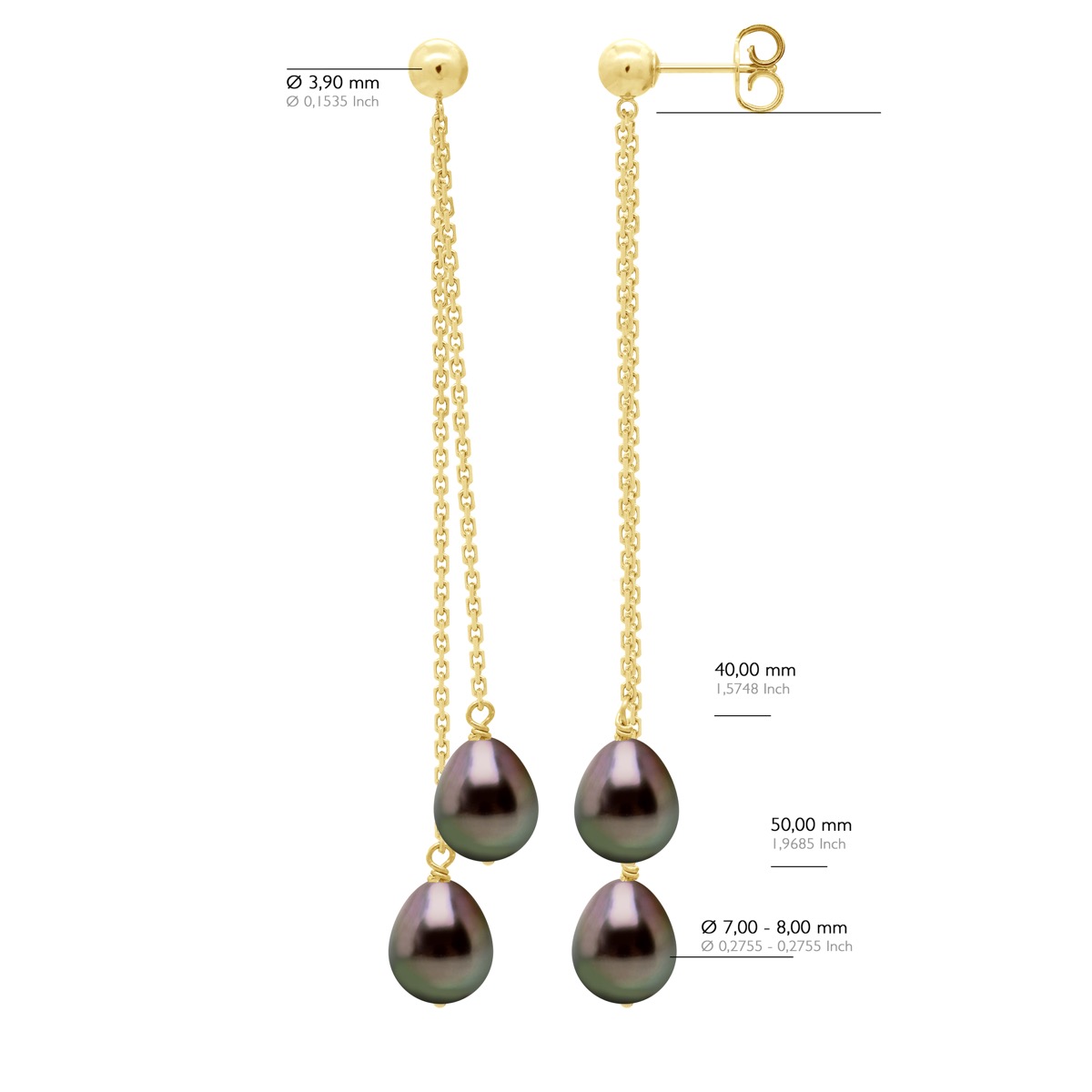 Hangers - Echte Gekweekte Tahitiaanse Parel Oorbellen 7-8 mm - Afbeelding 2