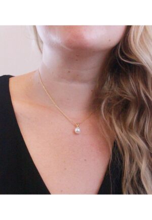 Alternative view of Volle Maan Parel Ketting en Hanger - Imitatie Parel