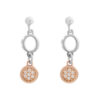 Orphelia 'Maite' Dames 925 Sterling Zilveren Dangle Oorbellen - Zilver/Roze ZO-7376