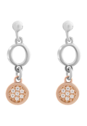 Orphelia 'Maite' Dames 925 Sterling Zilveren Dangle Oorbellen - Zilver/Roze ZO-7376