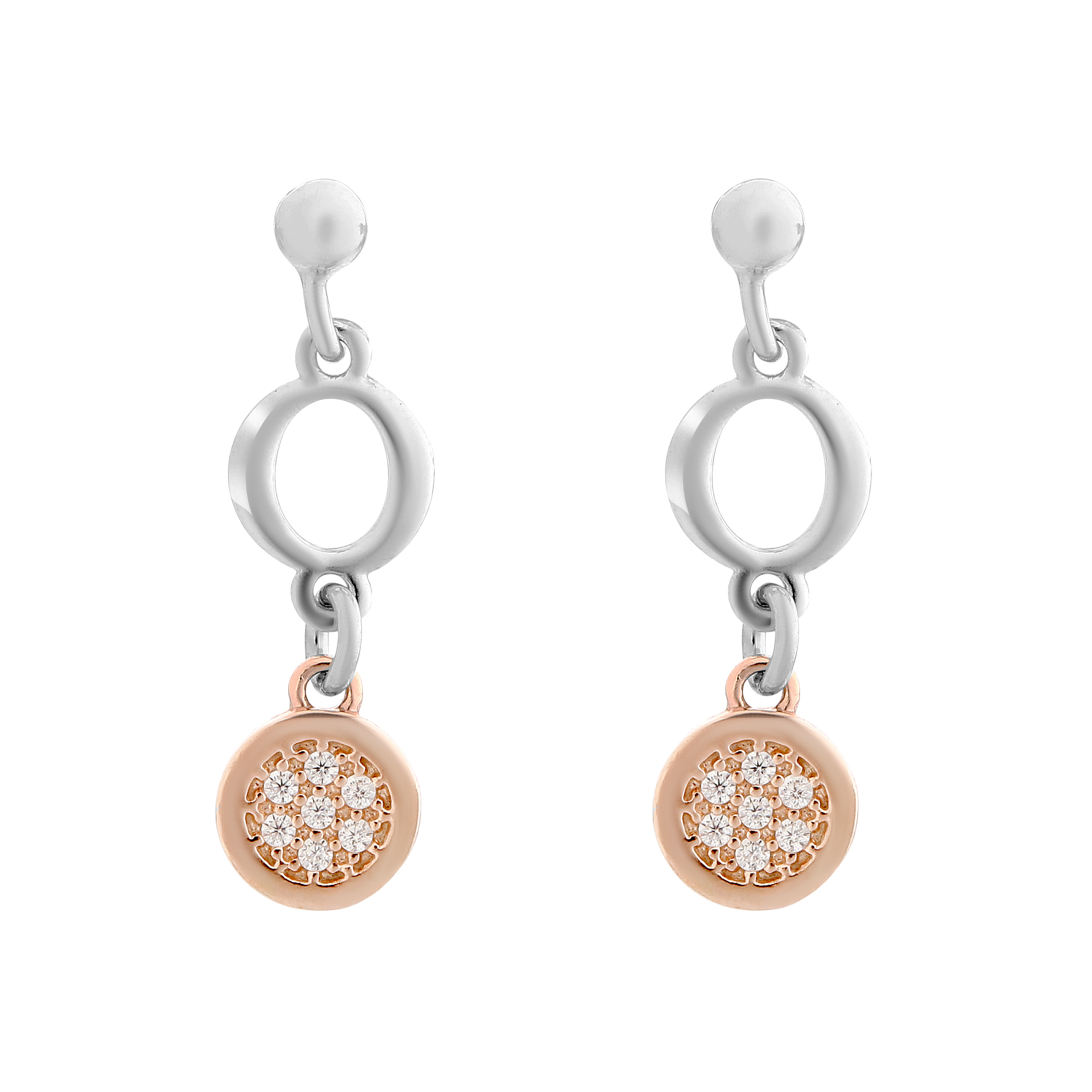 Orphelia 'Maite' Dames 925 Sterling Zilveren Dangle Oorbellen - Zilver/Roze ZO-7376
