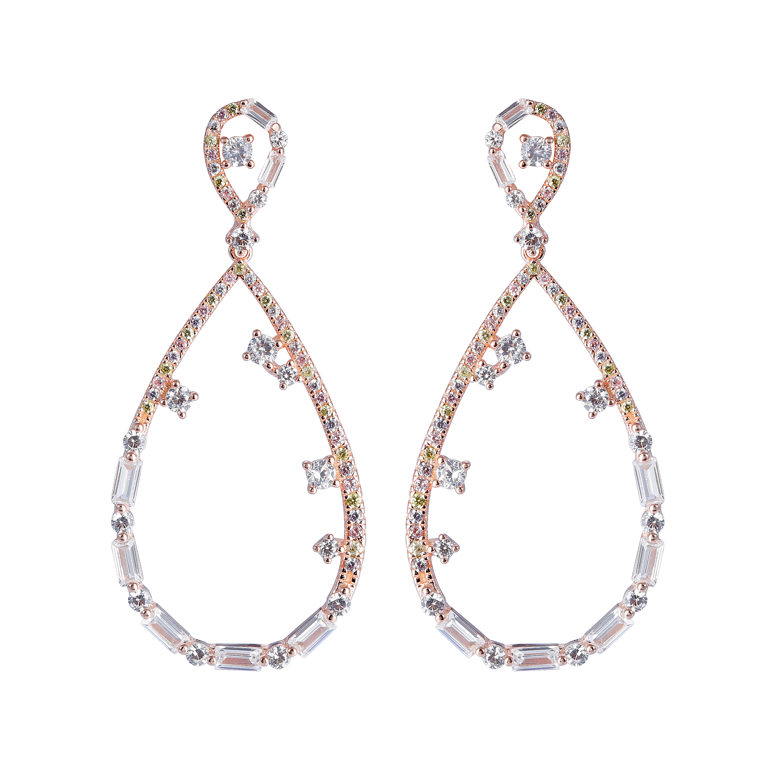 Orphelia 'Islia' Dames 925 Sterling Zilveren Dangle Oorbellen - Roze ZO-7423/RG