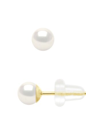 Oorbellen Geelgoud 750 - Echte Cultive Zoetwaterparels Rond 4-5 mm