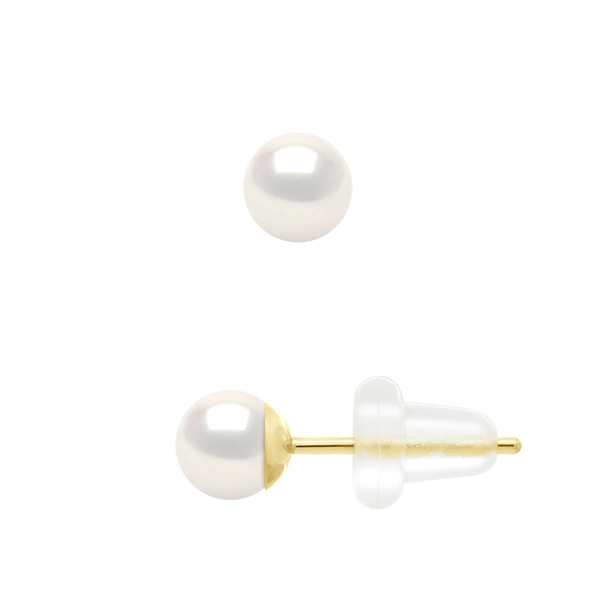 Oorbellen Geelgoud 750 - Echte Cultive Zoetwaterparels Rond 4-5 mm