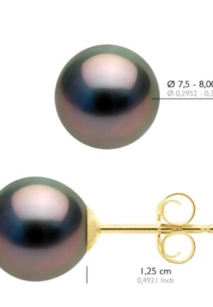 Alternative view of Oorbellen Geel Goud 375 - Echte Gecultiveerde Tahiti Parels Semi Rond 7,5-8 mm