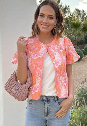 Bloemen Jacquard Jacket Koraal