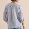 Blouse met 3/4 mouwen en gespleten hals in linnen - Afbeelding 3