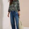 Blouse met 3/4-mouwen en print
