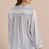 Blouse met 3/4-mouwen, omgeslagen manchetten en strepen - Afbeelding 3