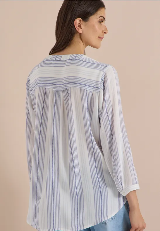 Blouse met 3/4-mouwen, omgeslagen manchetten en strepen - Afbeelding 3