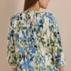 Blouse met 3/4-mouwen, omgeslagen mouwen en print - Afbeelding 3